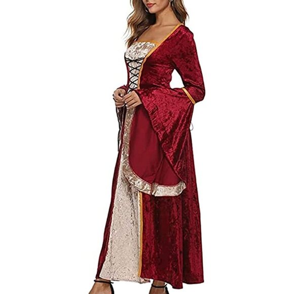 Medieval Victorian Long Dress Red Cosplay Irish Costume Halloween Viking Fun NWT - Picture 7 of 11